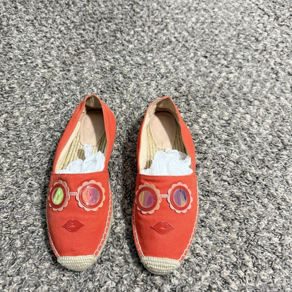 Kate Spade Grenada Glasses Espadrille Slip On Flats Shoe Spring Summer 8 Orange